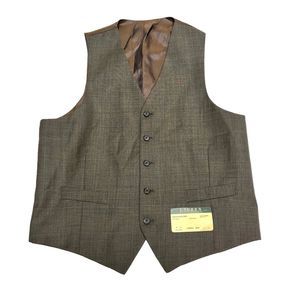 Ralph Lauren Waistcoat Men's Size 42 Reg 36 Wide Brown Single-Breasted 100% Wool